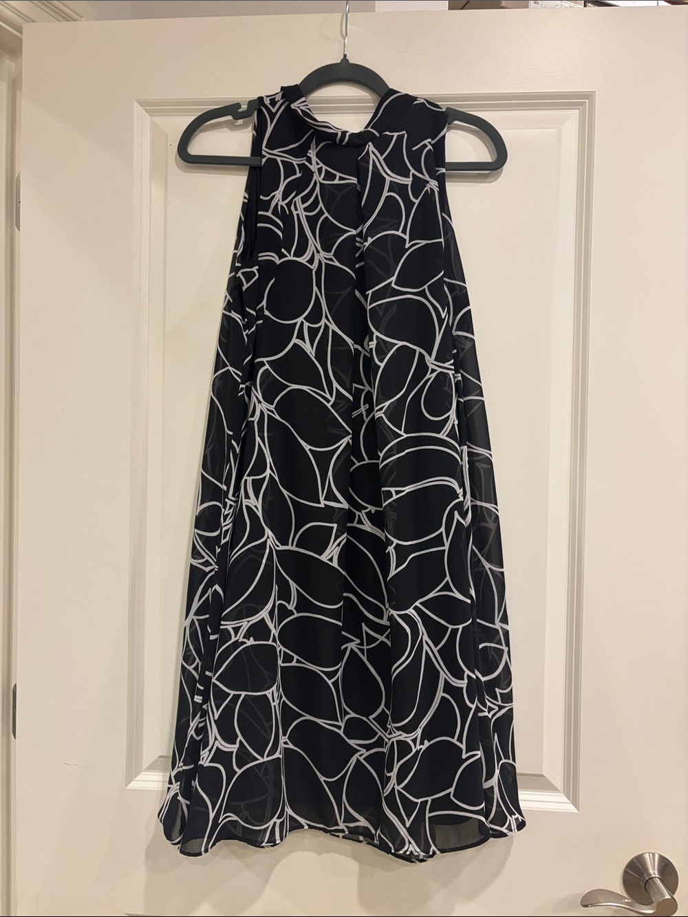 Robbie Bee Black Dress with White Abstract Floral Print